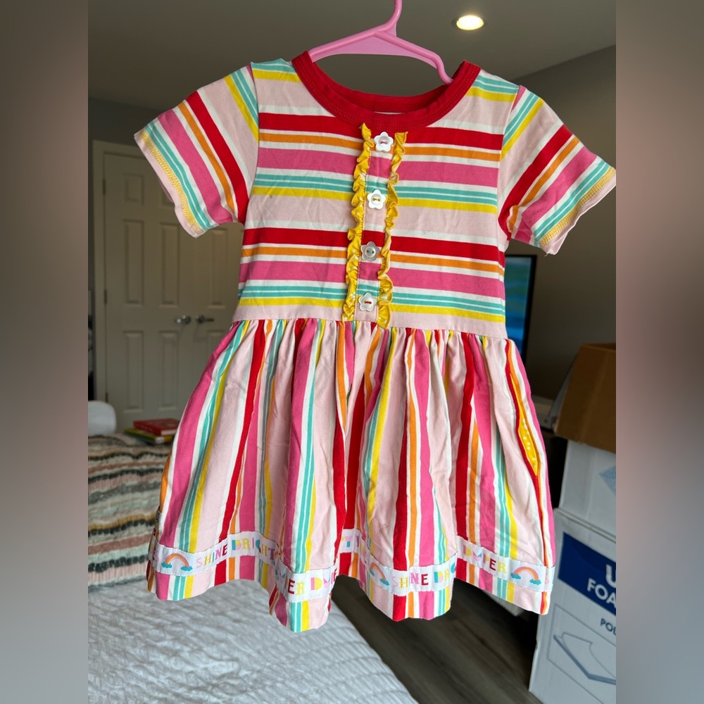 Wildflowers La La Land Colorful Striped Super Duper Dress Size 2T GUC